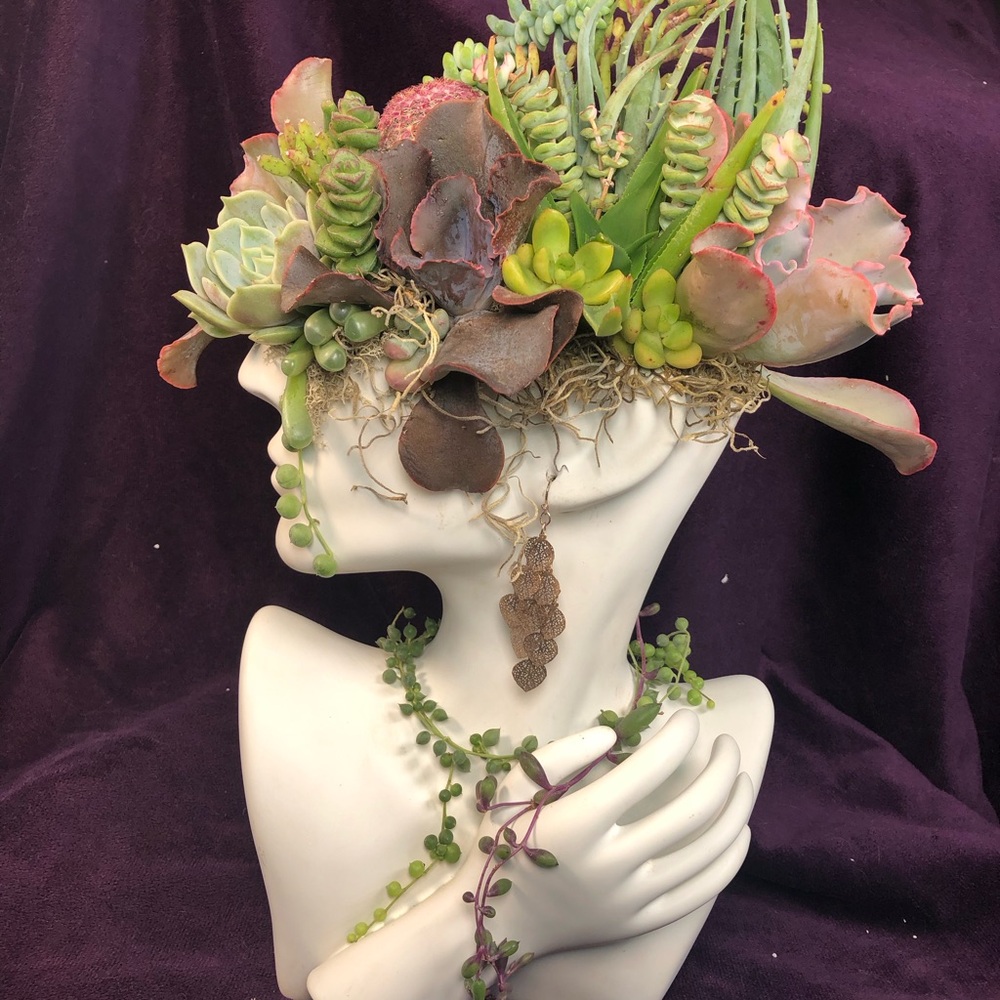 Succulent Headpiece with Brown Accents